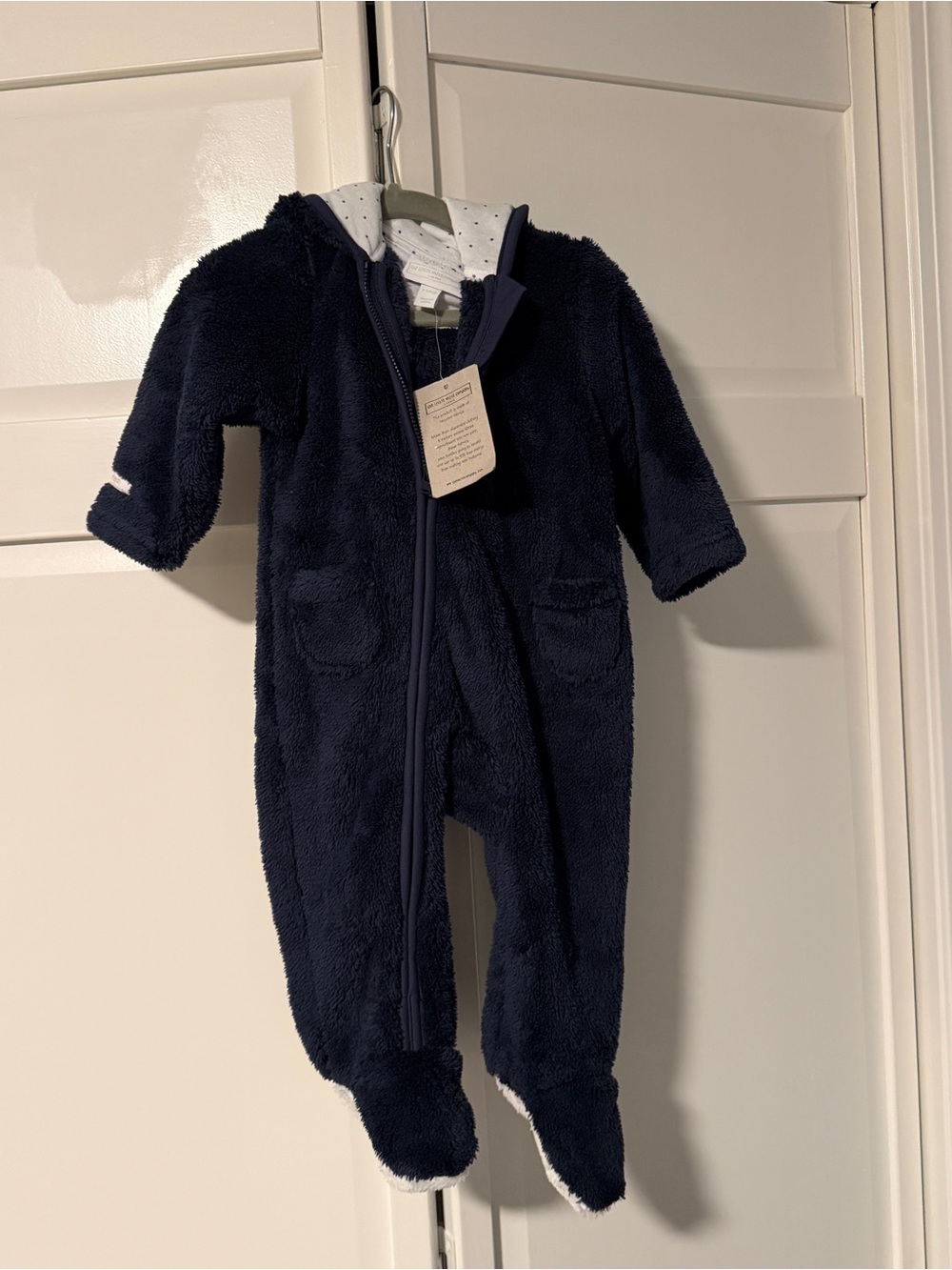 Navy Fleece One-Piece Footed Romper